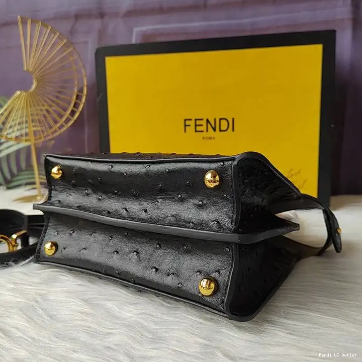 Vintage HOT Petite ISeeU Fendi Ostrich Peekaboo Leather Black In Bag 0528